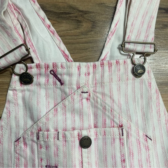 Faherty Pink Topsail Railroad Mechanic Overalls Denim Pink White Stripped XXS - Picture 9 of 16